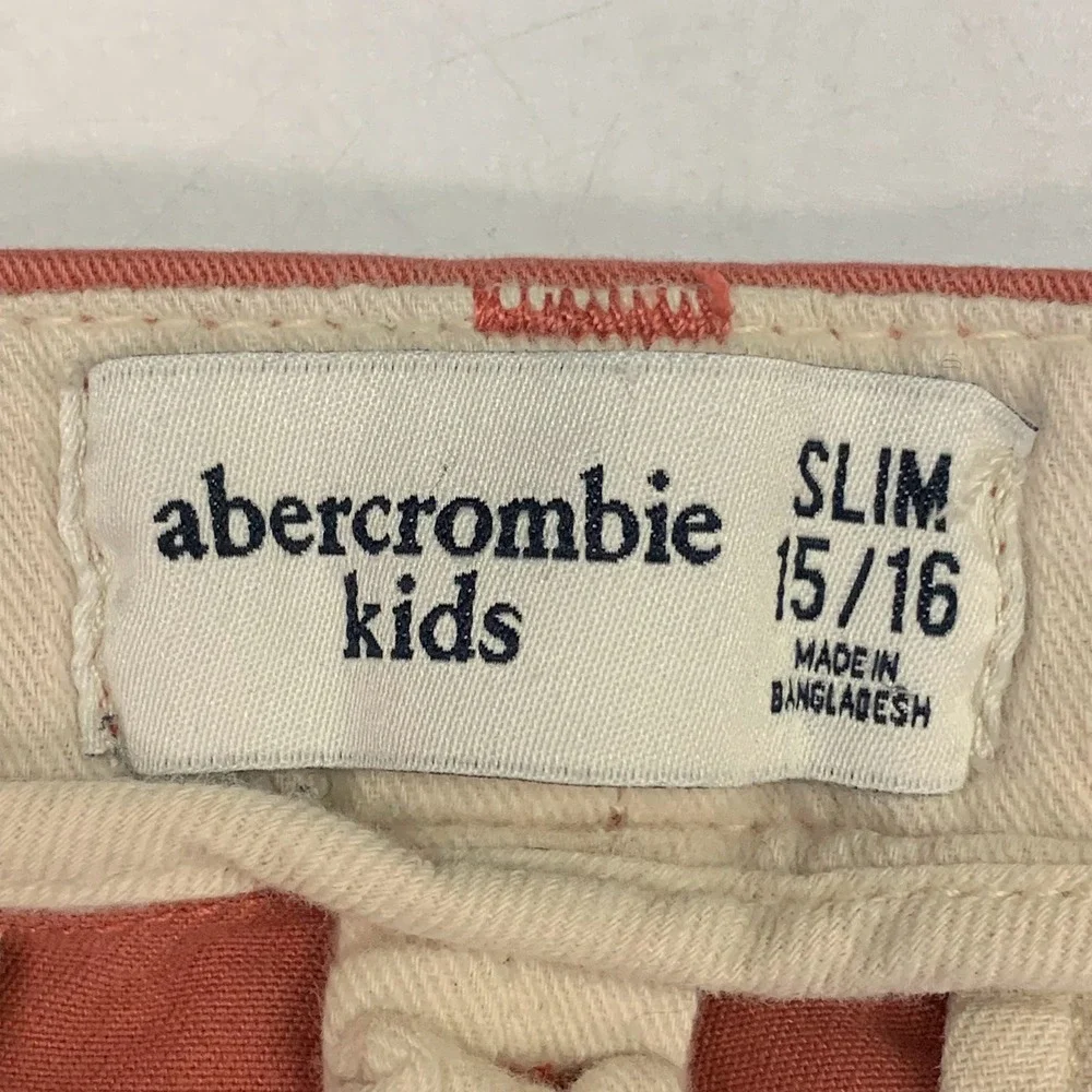 Abercrombie Kids Slim‎ Pants Coral Red Chino Casual Boys Size 15/16